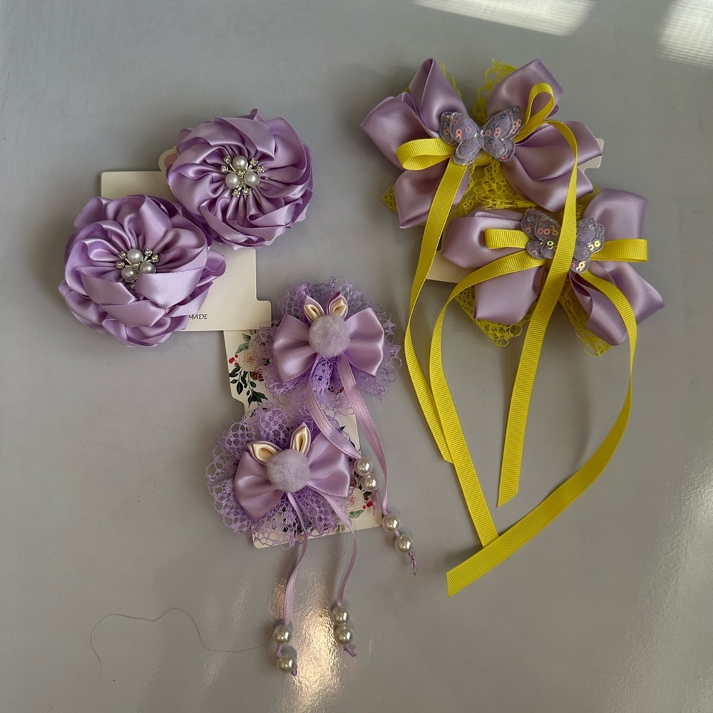 🌺Bundle!Lavender and Yellow Kids Hair Accessories Set